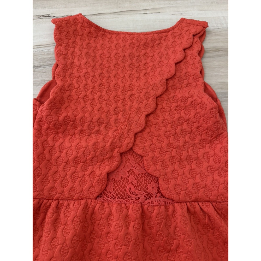 Anthropologie Maeve Coral Caye Scallop Textured Lace Detail Dress Pockets XS - Picture 3 of 10